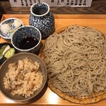 高田 - ざるそば大盛の御晝セット。