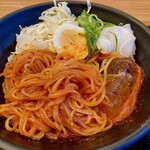 karubidontosundwubusemmontenkandon - 冷麺を軽くかき混ぜて頂きます。冷麺の下には氷が4個入っていて、ホントに冷たい！