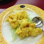 江山楼 - 蛋黄蝦仁 大エビのマヨネーズソース炒め