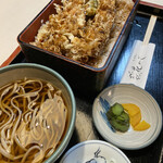 Hanakago - 天重＋ミニ冷やし蕎麦 定食 1200円位