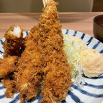 とんかつ小田保 場内店 - 期間限定 アジフライとハモのフライ定食 プラスエビフライ