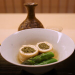 道人 - ぜんまいの信田巻きと北海道産グリーンアスパラ