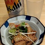 俺の中華たなか家 - 「アサヒスーパードライ生ジョッキ缶」が「サービスおつまみ」と共に着缶＼(^o^)／