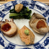 赤坂 鮨 ふる山 - 煮だこ、あん肝、牡蠣、小松菜胡麻和え