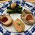 赤坂 鮨 ふる山 - 料理写真:煮だこ、あん肝、牡蠣、小松菜胡麻和え