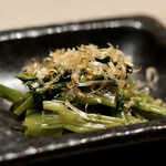 うし松 - 前菜三種盛り合わせ 空芯菜、コンビーフ、牛蒡