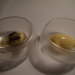 Restaurant Satoshi.F - 紹興酒のアイス、コーヒーのアイスの炭添え