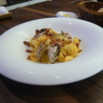 センプリチェ - 岩ガキと賀茂ナスの冷製カルボナーラのタリアテッレ