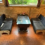 喫茶 山びこ - 店内（テーブル型筐体のゲーム機がテーブルになってました）