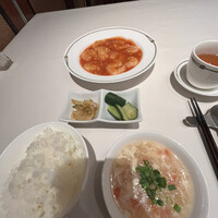 中国飯店 市ヶ谷店 - エビチリのランチセット　全景　1600円