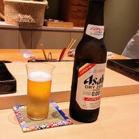 新橋 鮨 清新 - ランチなのでノンアルコールビールアサヒドライゼロ