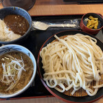 久兵衛屋 - つけ汁うどんランチ（うどん大盛り、ミニカレー丼）