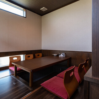 Comfortable, sunken kotatsu seats. Semi-private rooms are also available.