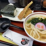 極楽うどん TKU - 鶏天天むすのセット