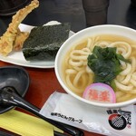 極楽うどん TKU - 鶏天天むすのセット