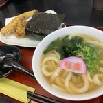 極楽うどん TKU - 鶏天天むすのセット