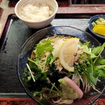 Minato Kamimura - 夏の定番！冷豚しゃぶおろし蕎麦！水菜、みょうが入り。おろしポン酢でさっぱり
