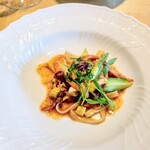 La Brianza - ホタルイカ自家製タリアテッレヤングコーン北海道産塩水ウニ。デグスタだと雲丹いただけることがあったりする幸せ♡ たくさんじゃないからパクリとなくなっちゃうんだけど嬉しい 自家製麺も美味しかったな～