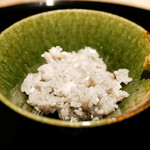 膳処末富 - ●薪大根ご飯
      4膳目は太刀魚に柚子胡椒を薬味に。