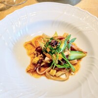 La Brianza - ホタルイカ自家製タリアテッレヤングコーン北海道産塩水ウニ。デグスタだと雲丹いただけることがあったりする幸せ♡ たくさんじゃないからパクリとなくなっちゃうんだけど嬉しい 自家製麺も美味しかったな～