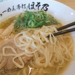 Ramen Teuchi Hosono - 麺が独特です。「やや多加水平細手打ち麺」良いなあこの麺、口中で感じる麺肌の滑らかな感じ、するする入っていっちゃう喉越し、美味しいです。