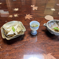 飴源 - 冷製たけのこ、生じゅんさい、ふきの甘酢漬けの各小鉢