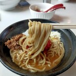 はりけんラーメン - エビ混ぜそばリフトアップ