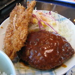 自由軒 - 米沢三元豚のハンバーグとささみフライ 