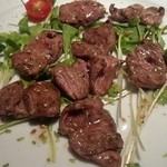 オビオビ - 2013年８月。メニュー外のハツの炭焼きシェリービネガーソース。絶品！！！