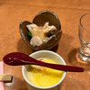 Fukai - 突き出しのカニ茶碗蒸しと貝とアスパラの酢味噌和え