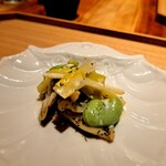 炭火割烹 白坂 - ⚫本ミル貝　黄ニラ　空豆　ディル