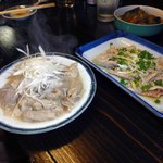 もつ焼　多しろ - モツ煮，ガツ刺し