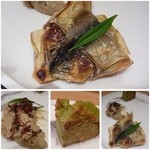 神保町 傳 - 一夜干しの「鮎」、蓼酢を練り込んだ餅米パン、鮎の内臓ソース。これ全てが絶品でした。