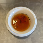 北欧 - ハンバーグのきのこ入り和風ソース＋シーフードと青菜のクリーム煮セット ¥1,326 のスープ