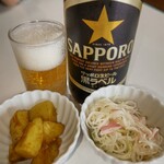 ますや食堂 - 瓶ビール(大)@700と付だし