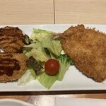 百菜 - アジフライとヒレカツ接写