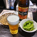Hamamatsu Ya Dombee - モルツ中瓶と枝豆