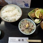 Fuku ichi - 鯵のたたきと地鶏唐揚げ定食