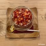 御料理 寺沢 - 小豆のブランマンジェにイチゴのジュレ掛け