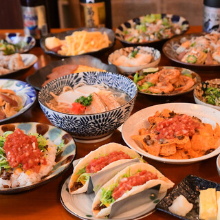 In addition to Okinawan Cuisine, we offer a variety of Creative Cuisine go well with alcohol!