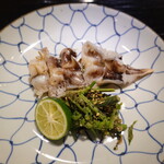 富小路 やま岸 - 鳥貝、しおで(山菜、山のアスパラガスとも言われる)