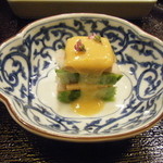 てんぷら 真 - アンキモと、山葵のお浸し