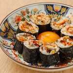 Eel ball roll raw shichimi