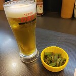 鳥せい - 生ビール(中)   付出し