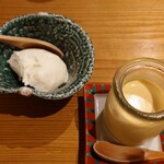 Hachi Souhonten - 自家製落花生プリン、アイスクリーム