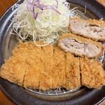 Tonkatsu Asahi - 「ロースかつ定食」(1430円)と単品で「メンチカツ」(418円)