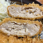 Tonkatsu Asahi - 「ロースかつ定食」(1430円)と単品で「メンチカツ」(418円)