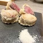 大衆天ぷらtoかすそば風土.はなれ - 牛ヒレ天　1つ　495円