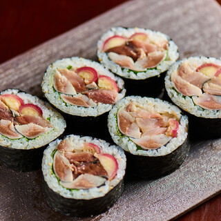 ``Mackerel and Sardine Futomaki'', ``Bluefin Tuna Tekka Futomaki'', ``Boiled Conger Eel Futomaki''