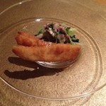 ★8　朝摘み野菜のおひたし　鯵フライ　花穂